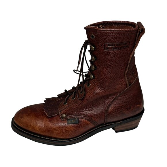 Ad-Tec 1173 Packer Boot Mens Sz 10M Brown Leather Lace Up Workwear Kiltie Logger - Picture 2 of 14